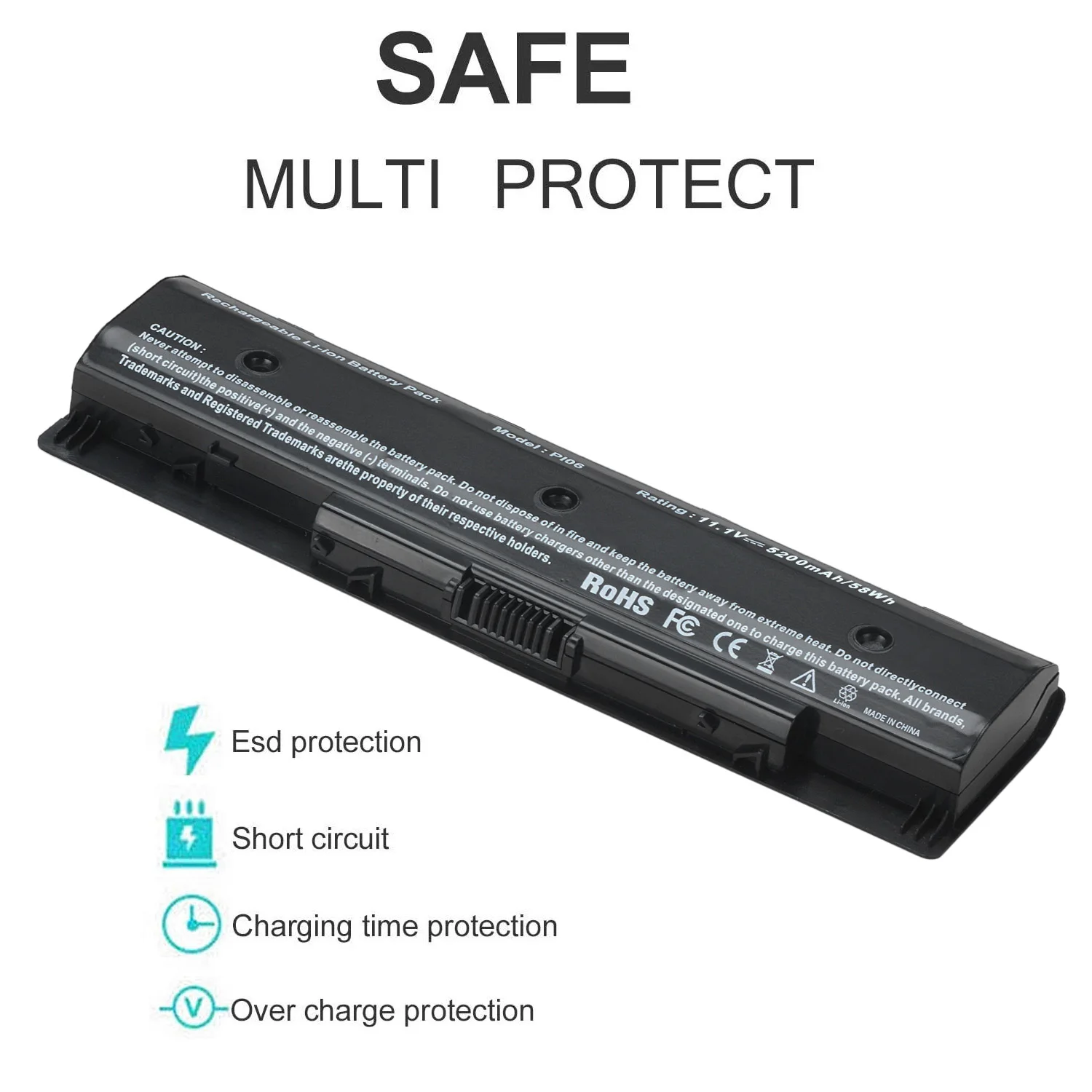 Export high-quality products 5200mAh 6 cell quicker charging li-Ion battery for HP PI06 laptop