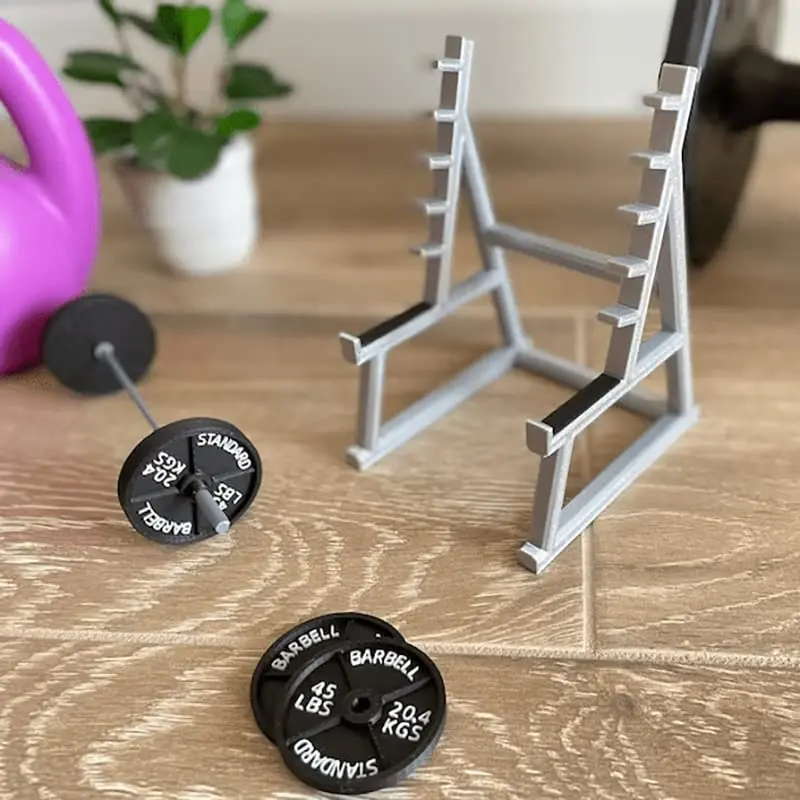 Squat Rack Pen Holder Mini Desk Ornaments with Barbells Functional Desk Organizer for Fitness Enthusiasts and Weightlifting Fans