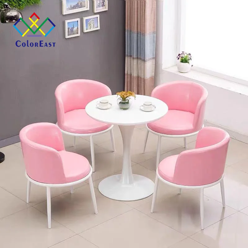 Fashion Design 1 Table with 4 Chairs Metal Base Wood Table Set CECT007 for Restaurant