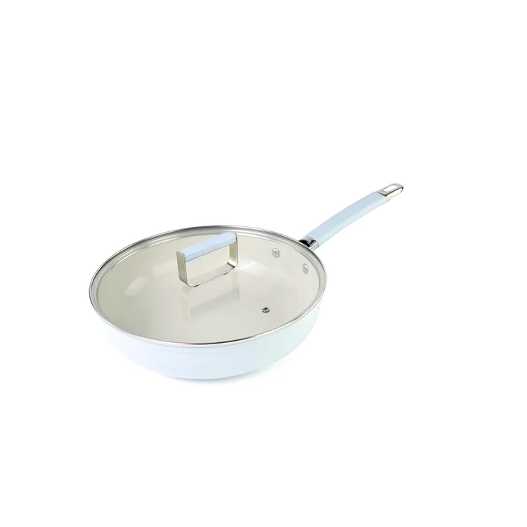 Axa New Arrival Ceramic Coating Non Stick Cooking Fryan With Light Blue Handle Kitchenware Frying Pans For Cooking