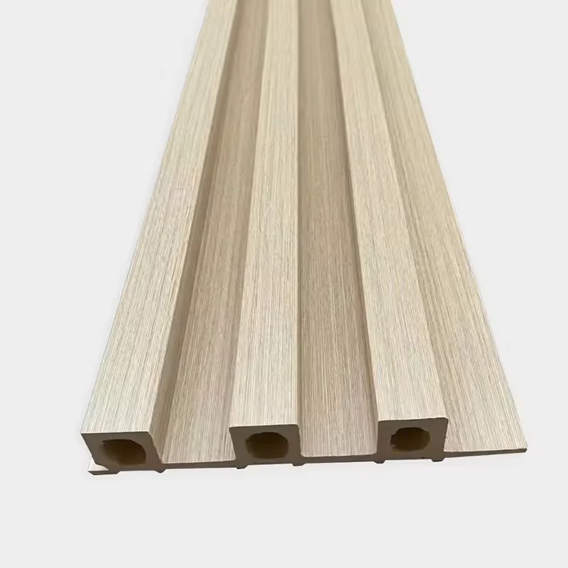 Indoor WPC Slat Partition Wall Eco-Friendly PVC Panels With Bamboo Fiber Louver Great Interior Cladding Panel