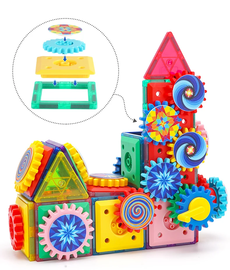 Hot Sales Factory Wholesale OEM ODM Custom Colors CPC ABS Plastic Children Educational Gear Magnetic Tiles Toys for Youngster
