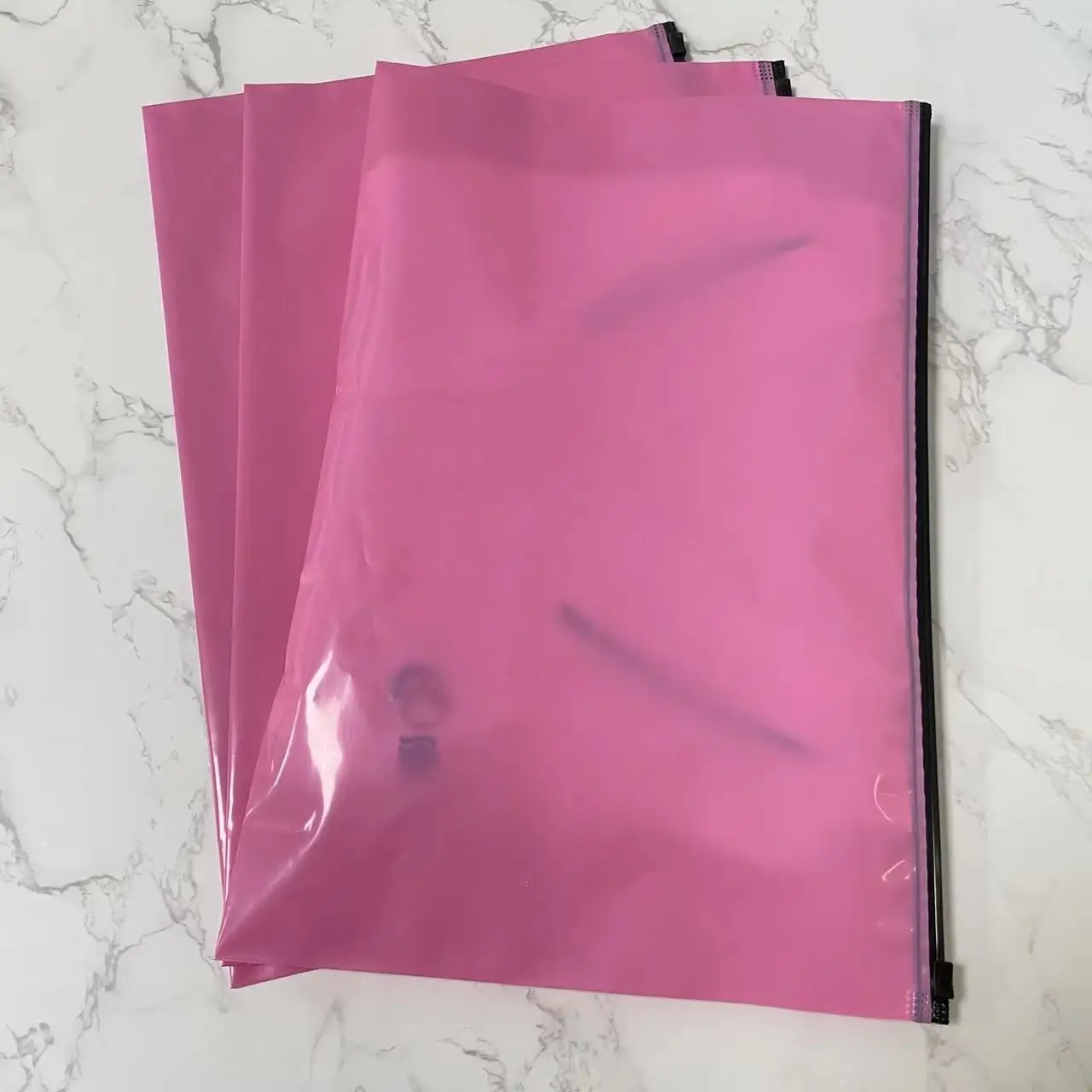 Custom Printed Logo Waterproof PE Swimwear Pink Frosted Zip Lock Clothing Ziplock Bag PVC Plastic Zipper Packaging Bag