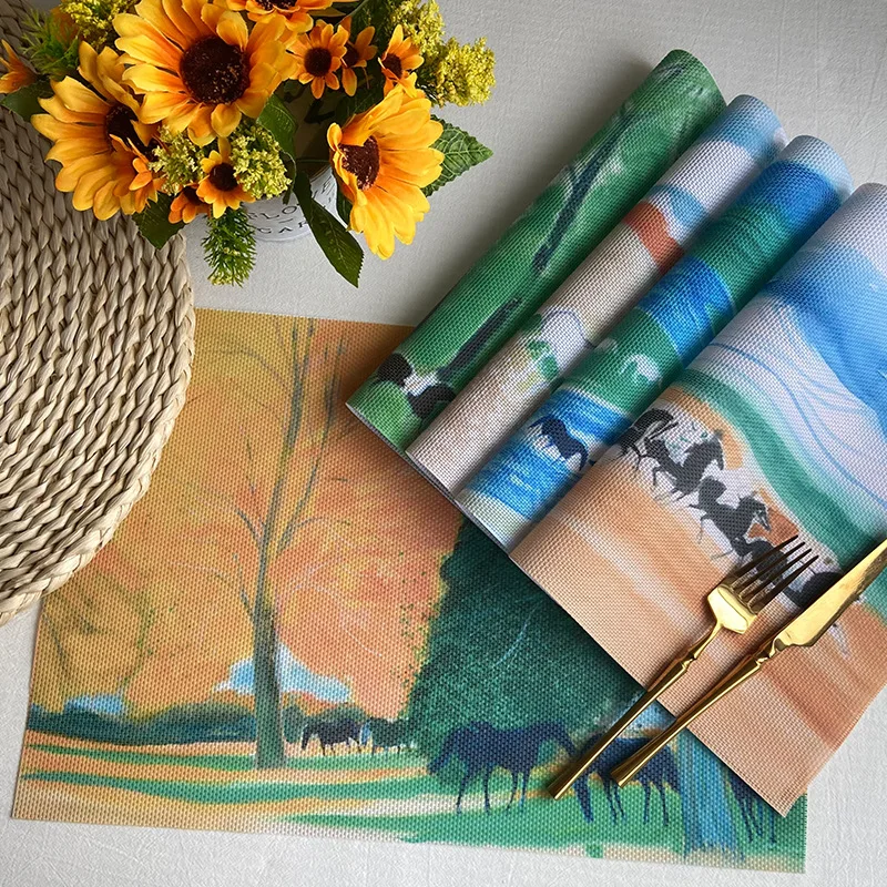 Monet Van Gogh Pvc Table Mat Oil Painting Wind Waterproof Creative Western Table Mat