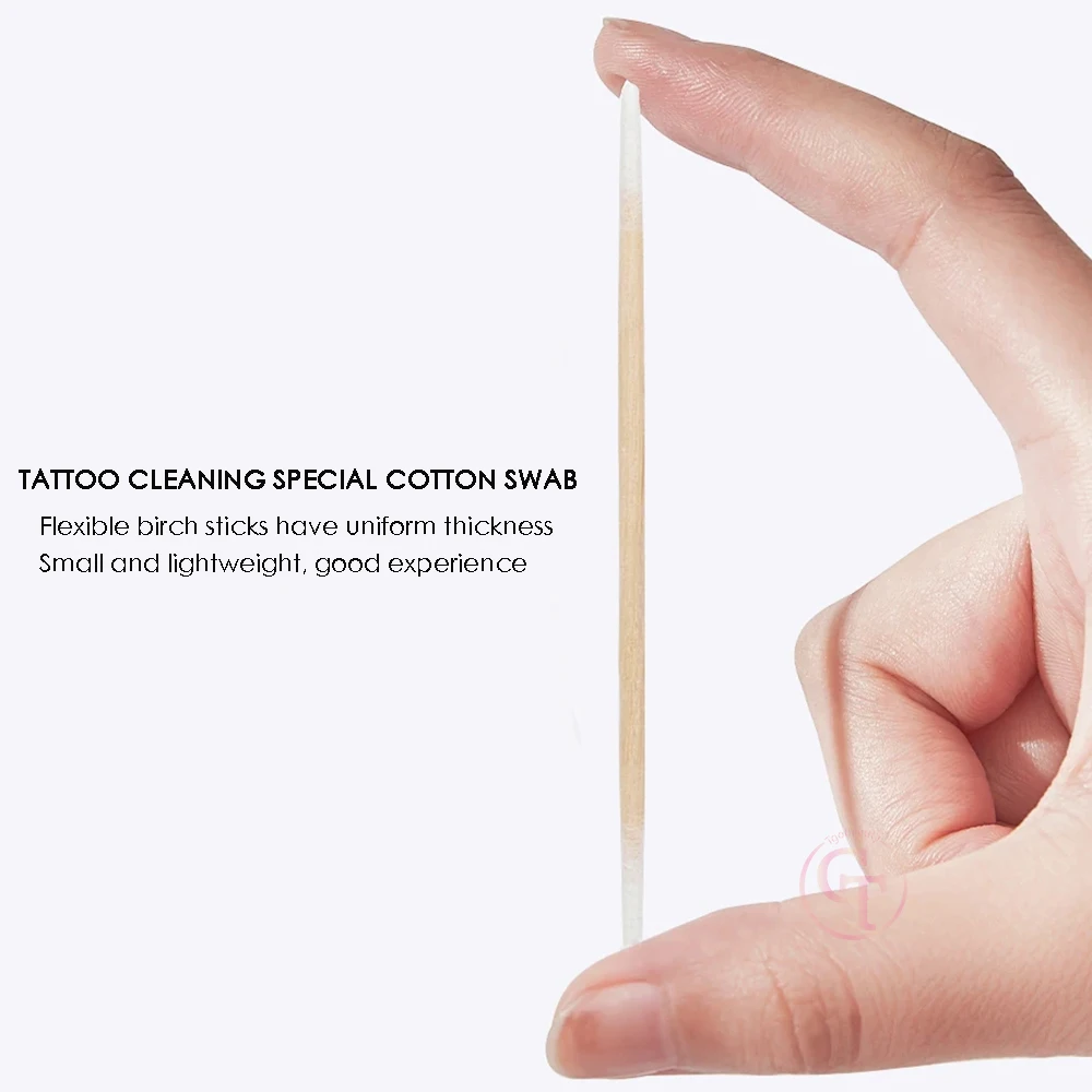 Permanent Makeup Accessories Wooden Cotton Tip Disposable Micro Pointed Cotton Swab Wooden Cotton Swab for Tattoo