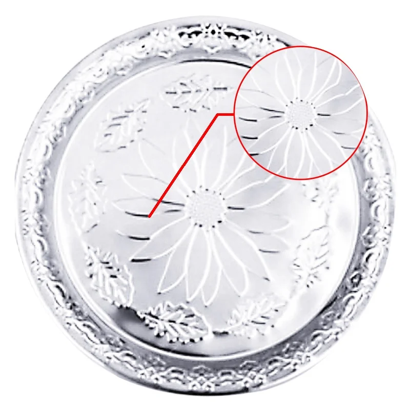 Kitchen Stainless Steel Round Basin Serving Bowl Basin with Lid Flower Design Dinner Set Gold Plate