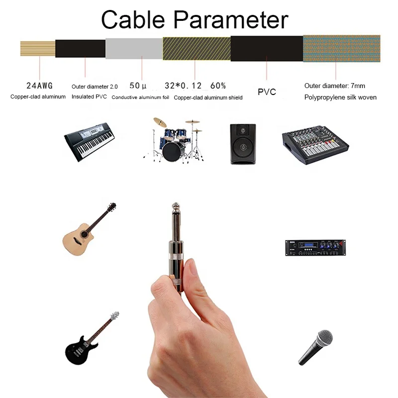 3M Audio cable for electric guitar bass Clear cable instrument accessories