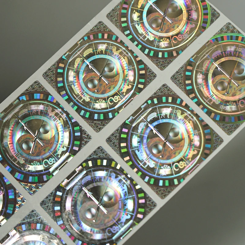 Custom Logo Printing Laser Labels Rainbow Reflective Foil Die Cut Glitter Seal Packaging Adhesive Label VOID Holographic Sticker