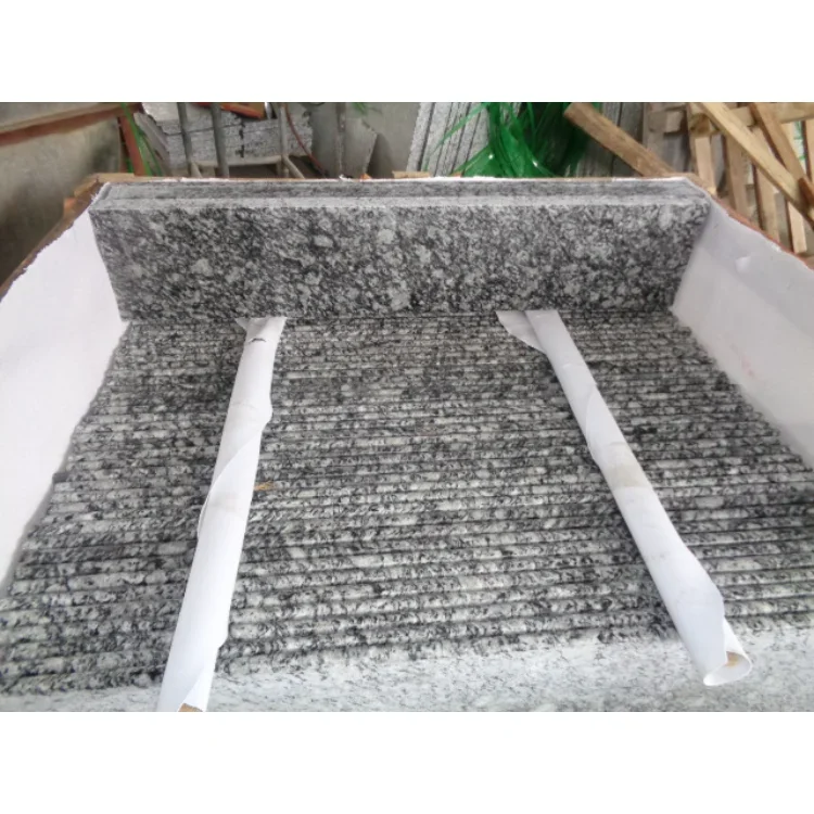 Popular Chinese Sea Wave Spray White Granite Anti Slip Stairs With Grooves