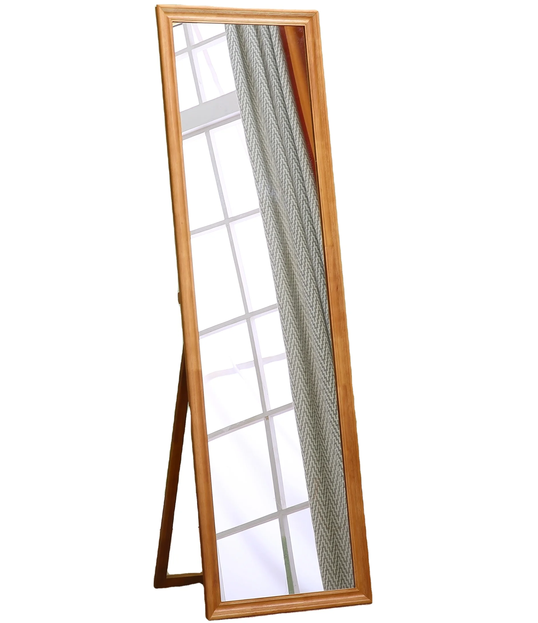 Oak Wood Frame High Quality Bedroom Big Dressing Floor Mirror Large Wall Decorative Glass