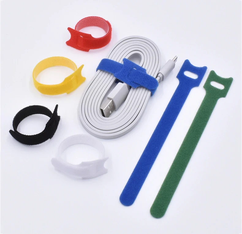 Colorful Easy Wrapping USB Cable Tie Hook And Loop Fastening Strap with Custom Print