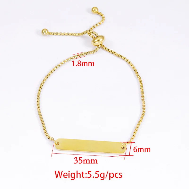 Sland 14K Gold Plated  Metal Bar Stainless Steel Bracelet Stamping Blank Straight Bracelets for Engraving