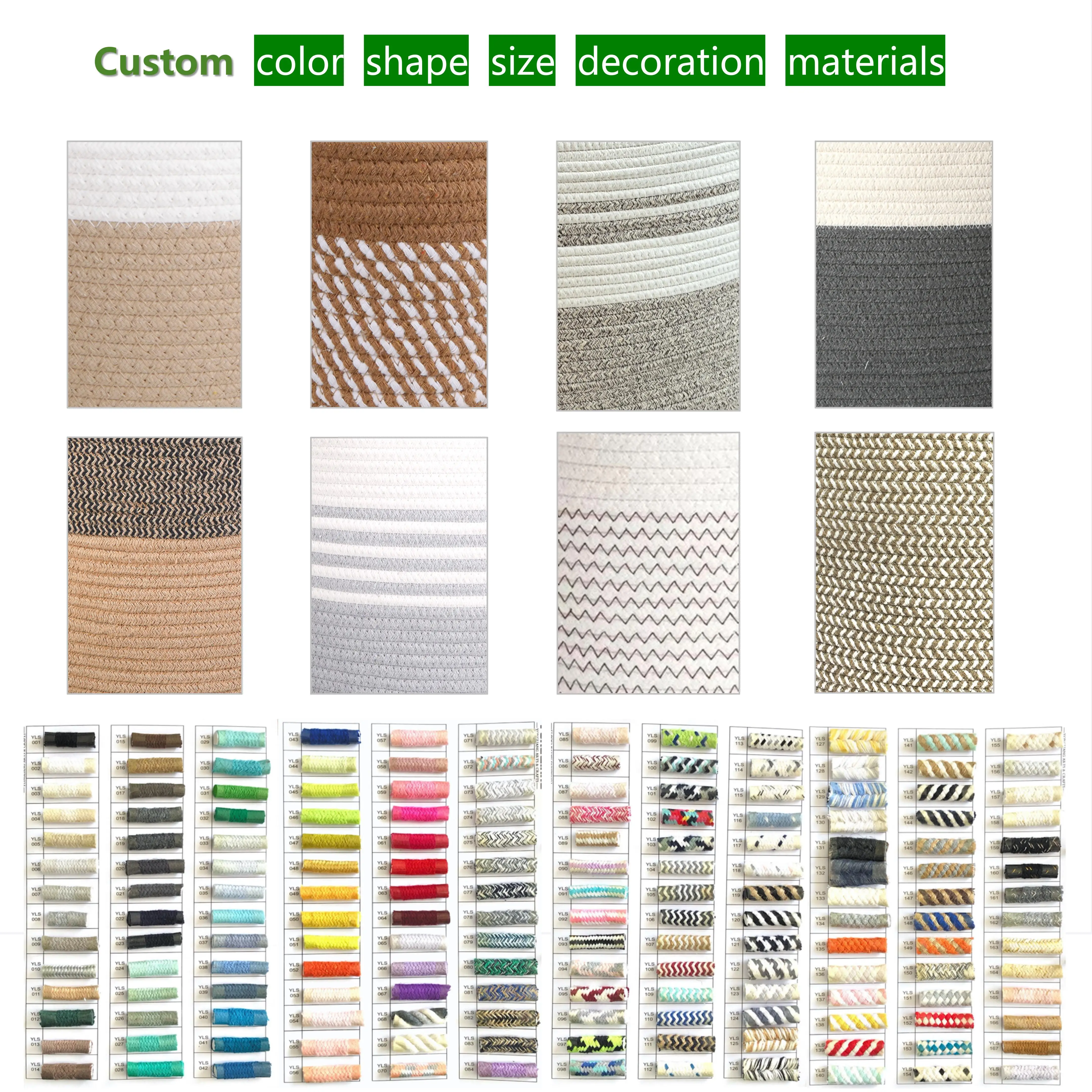 Multi Functional Natural Cotton Rope Woven Storage Basket Customized Laundry Basket for Organizing Clothes Towels with Handles