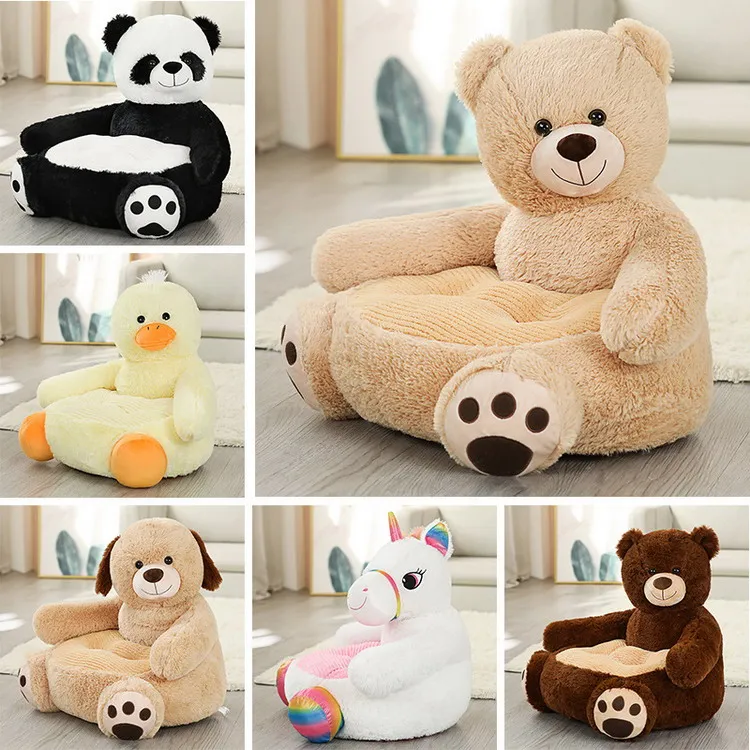 baby plush teddy bear panda unicorn animal sitting sofa chair support seat bed toy cushion