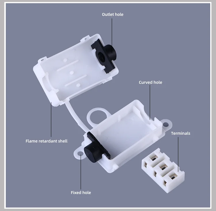 Ip44 3-core Indoor Waterproof Junction Box with 3 pin connector M644 electrical appliance screwless wiring terminal box