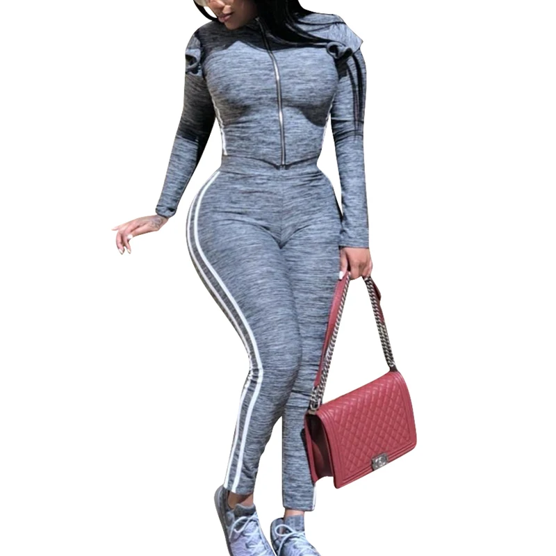 Wholesale Sport 2 Piece Legging Sets Women Frilled Striped Leisure Tracksuit Clothing Two Piece Outfits