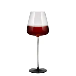 Custom LOGO elegant red wine glass Handmade Lead Free Crystal long stem black wine glasses