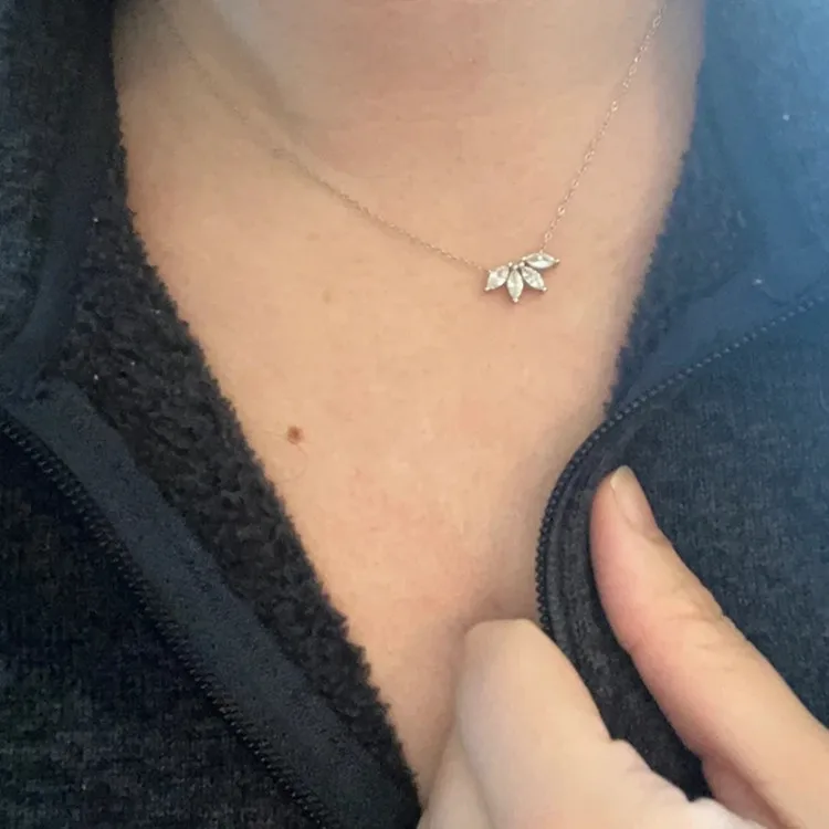 dainty real gold plated bridesmaid jewelry 925 sterling silver marquise diamond flower leaf necklace for girls