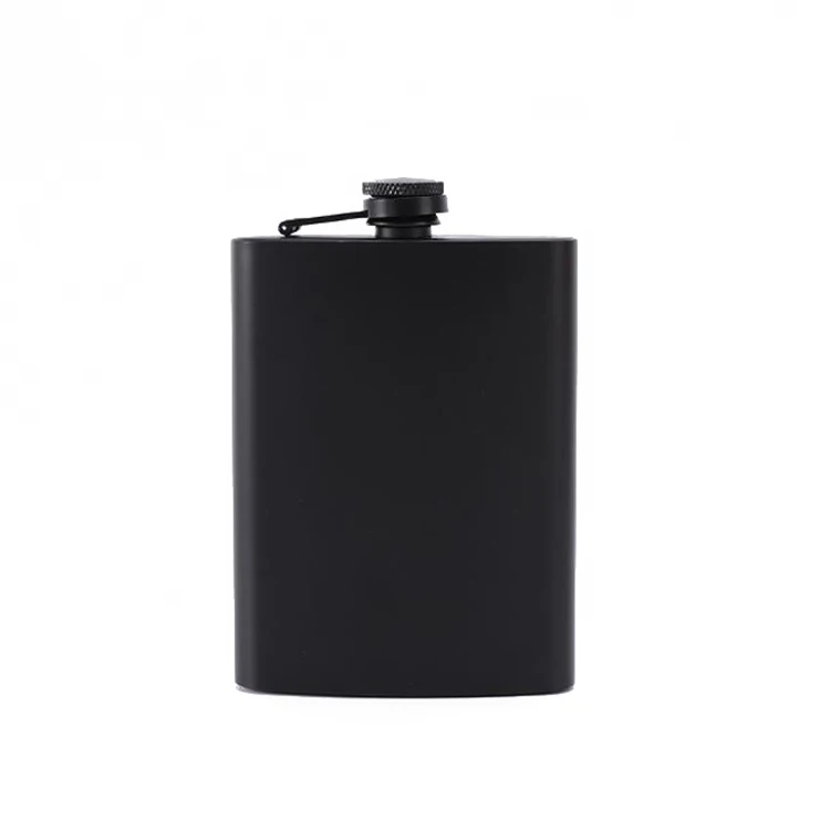 Wholesale 6oz Black Color Powder Coated Metal Stainless Steel Hip Flask for Bar Camping