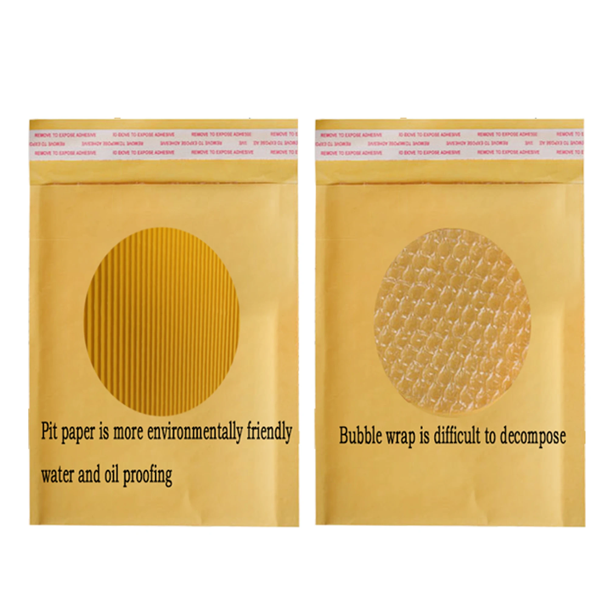 Eco Friendly Custom Biodegradable Kraft Paper Mailing Bag packaging Courier Bag Recyclable Envelopes Bag With Transparent Pocket