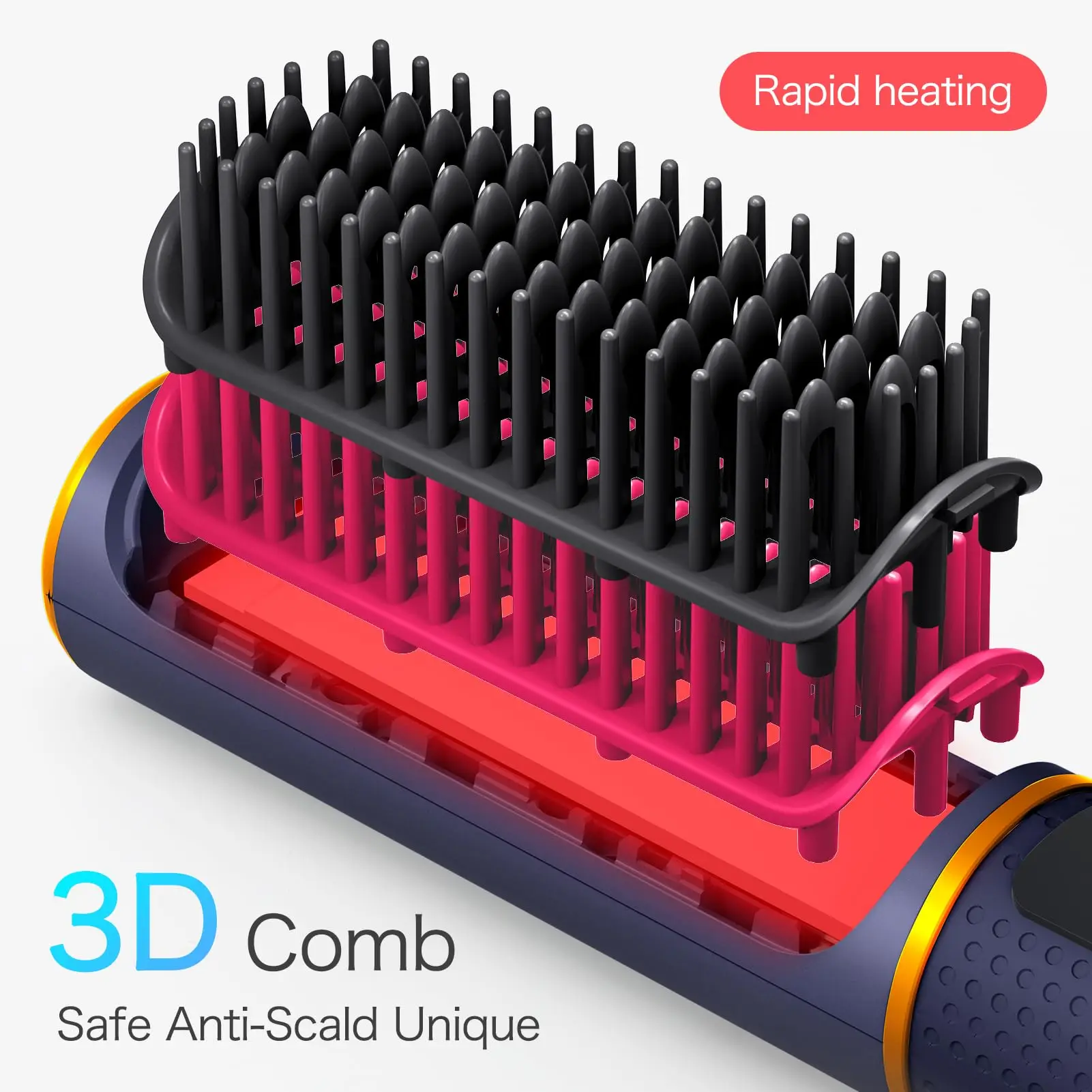 Cordless Convenient Professional 2-in-1 USB Comb Electric Hair Straightener Negative Ion Hair Straightening Brush