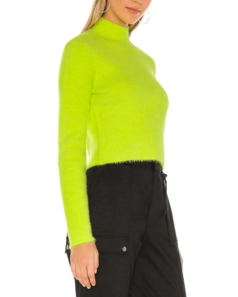 Custom made Autumn Winter ladies neon sweater women pullover turtleneck crop sweaters