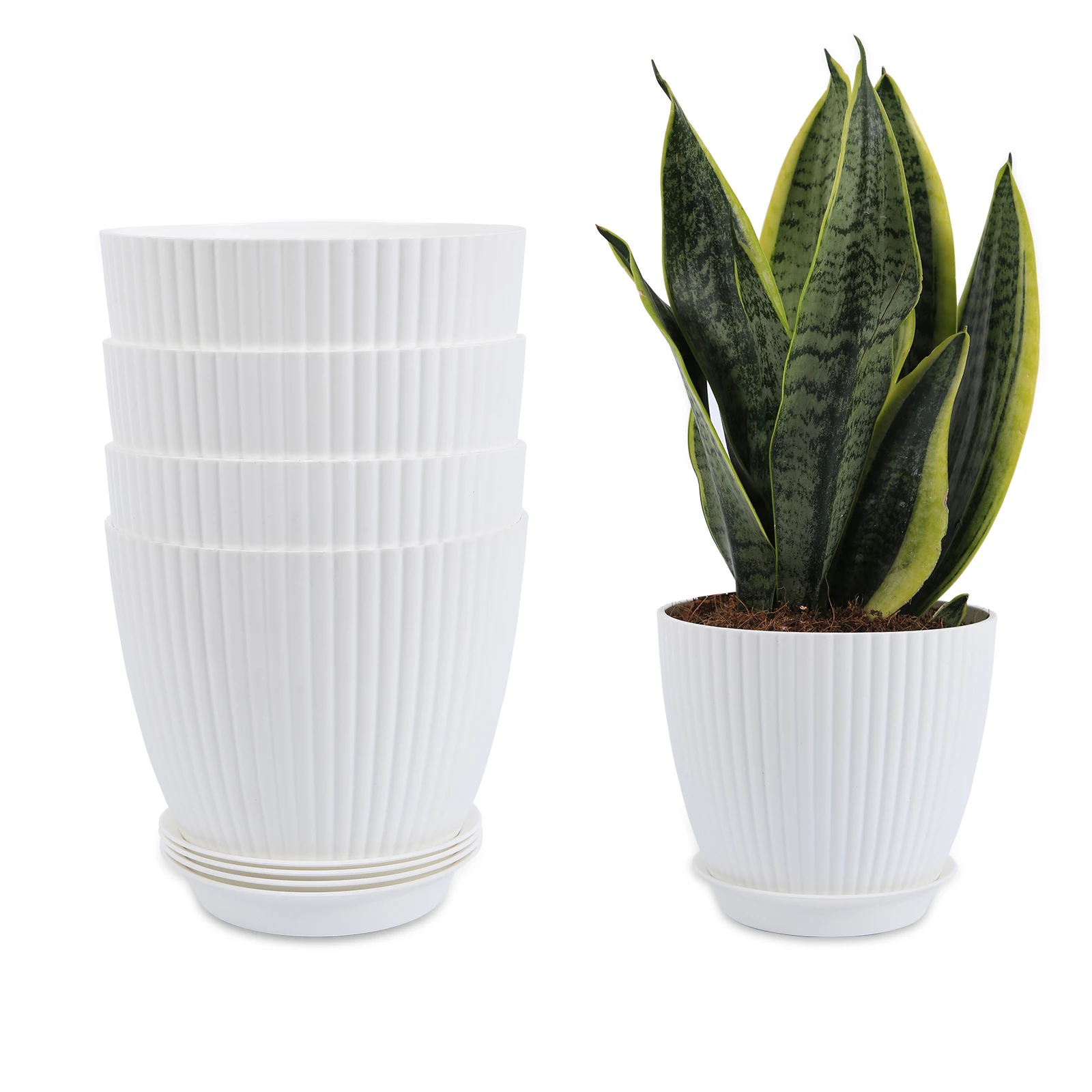 Custom color plastic round 4  5 6 7 8 Inch decorative indoor Plant Pots  for garden