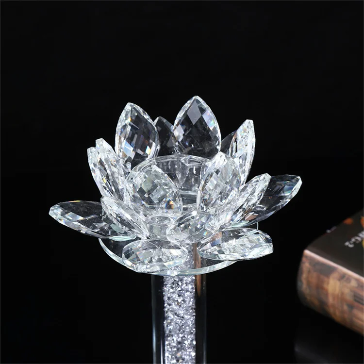 Lotus candle holder crystal glass small candle holder romantic candlelight dinner props western restaurant candle holder