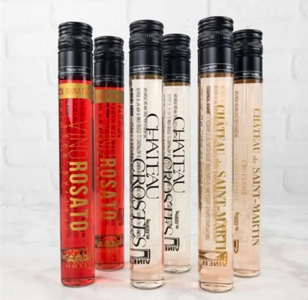 Sample bottles 50ml 100ml Tube Glass Wine Bottle Liquor Bottles With Aluminum Screw Cap