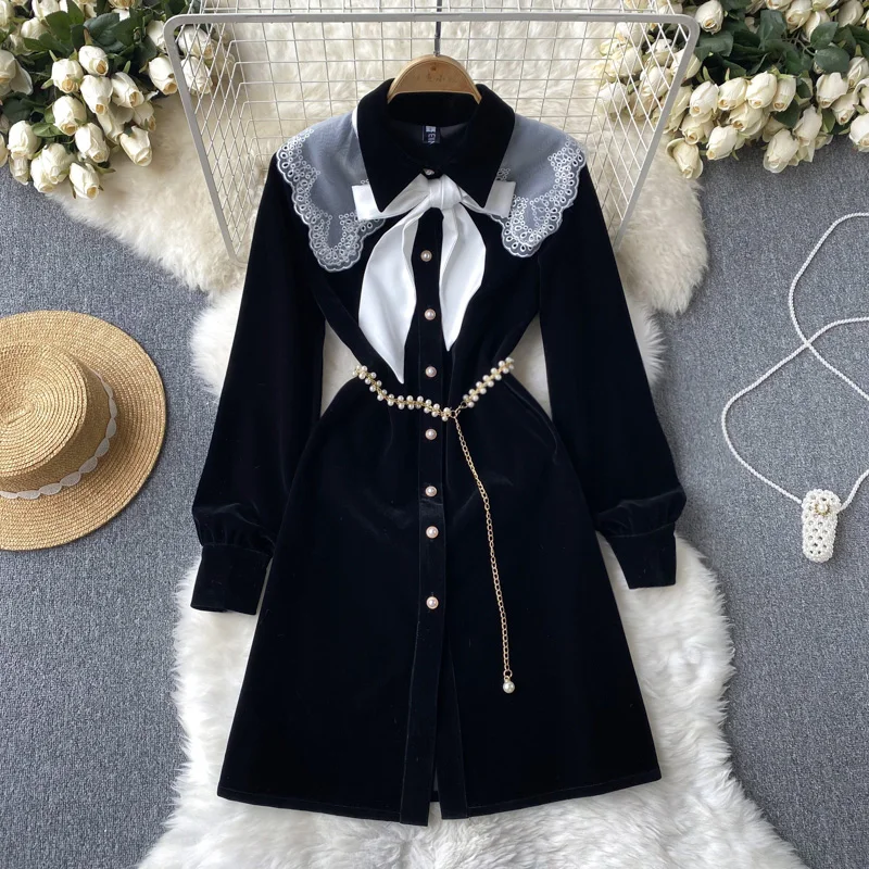 Женское платье миди с воротником-матросом