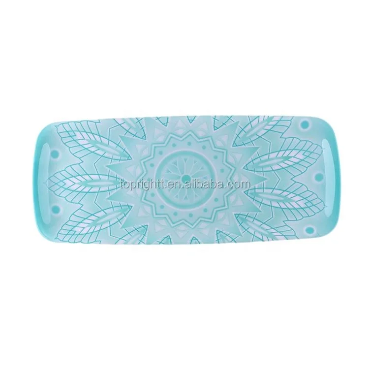 Custom high quality Print Blue Melamine Plastic Sweet Serving fruit snack Tray