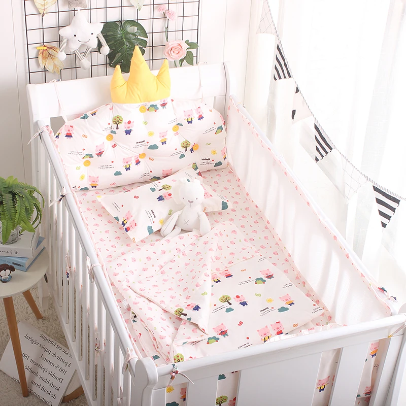 Design children cotton crib sheet newborn breathable mesh baby bumper