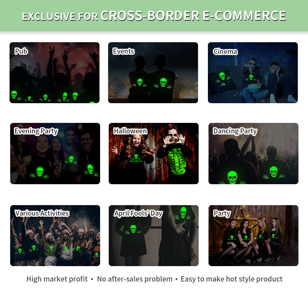 Wholesale A4 8.5 x 11 Inches glow in the dark heat transer paper 100 sheets luminous transfer for Dark and Light/White Fabrics