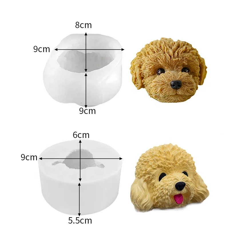 D-8154 Cute Teddy Puppy Silicone Candle Mold Lovely Tactic Dog Head Wax Mould Art Form For Candles Aromatherapy Handmade Crafts