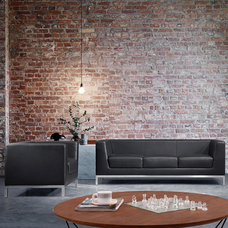 New design modern furniture commercial office living room 3 seater pu leather sofa