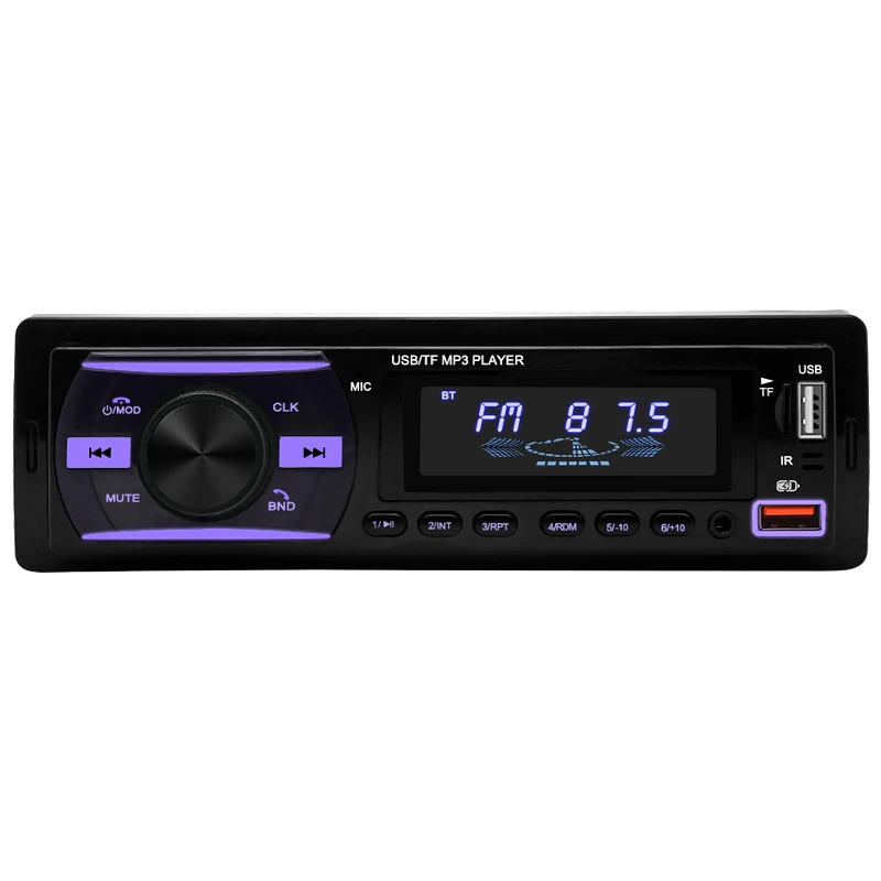 Single Din Auto Radio Stereo Universal Car MP3 Player BT//FM/USB/SD/AUX Color Light 1 Din MP3 Player