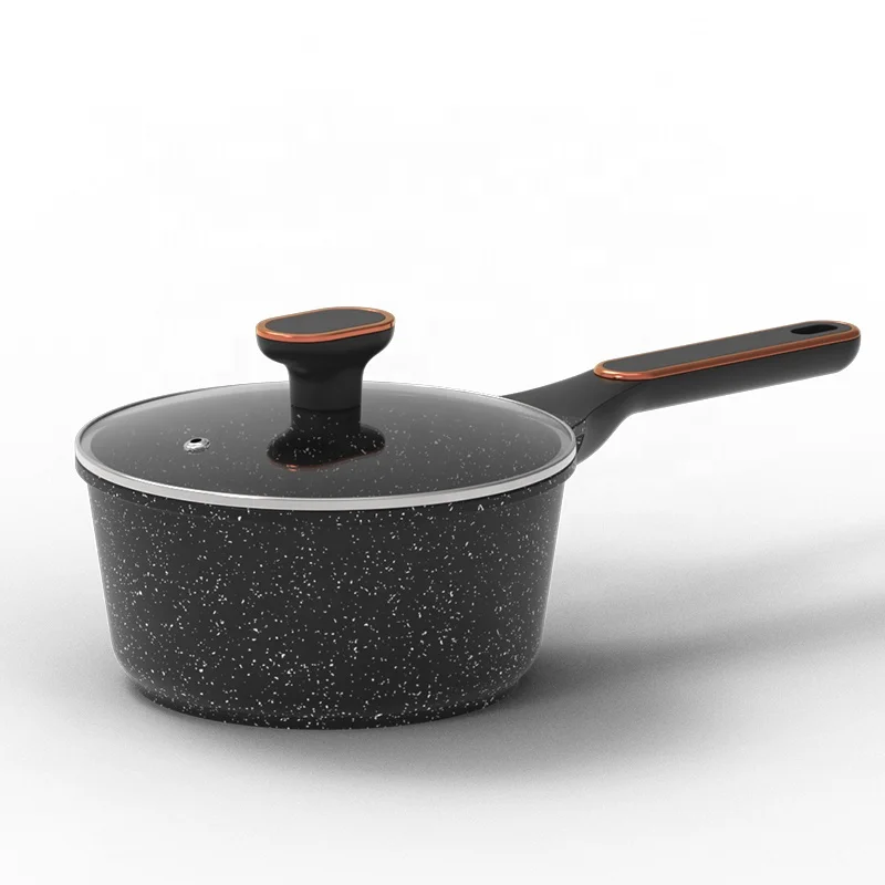 12pcs Black Marble Coating Cookware Set Best Selling Die Cast Aluminum Casseroles Pans Wok and Milk  Pan