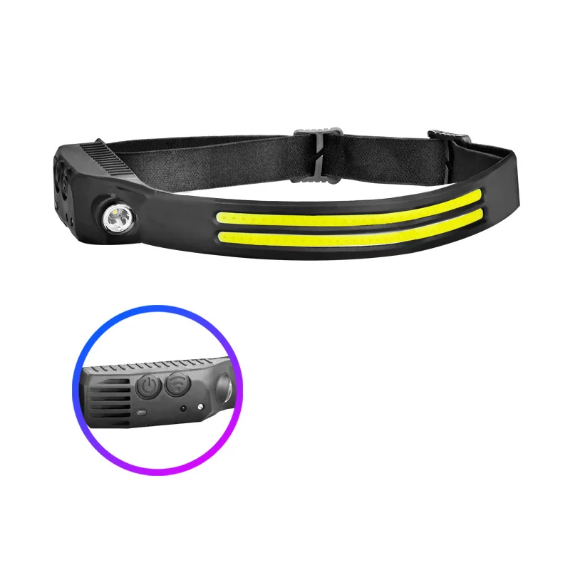 Waterproof COB LED Headlamp Flashlight USB Rechargeable Headlight Motion Sensor for Camping Outdoor Activities