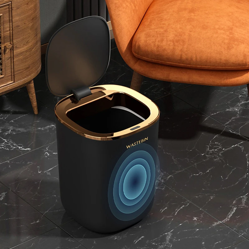 new designer inteligente sensor automatic dustbin rubish nordic smart kitchen rubbish dust plastic garbage trash can waste bins