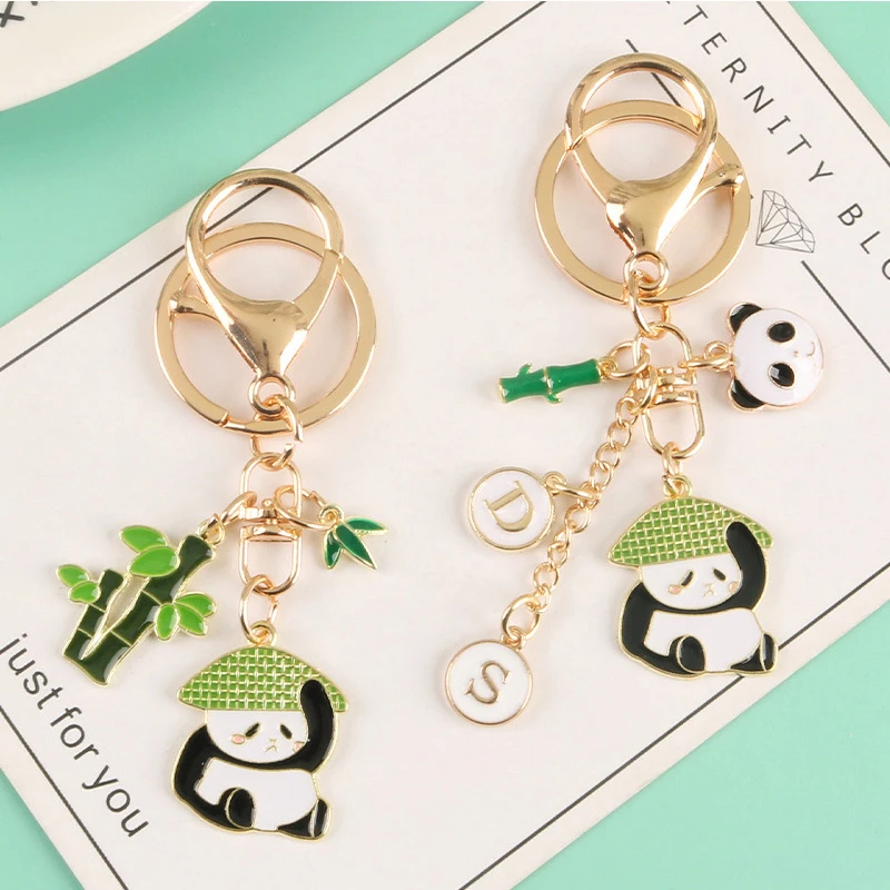 Handbag Car Key Ornaments Metal Keychain Lovely Cartoon Bamboo Panda Pendant Key Chain