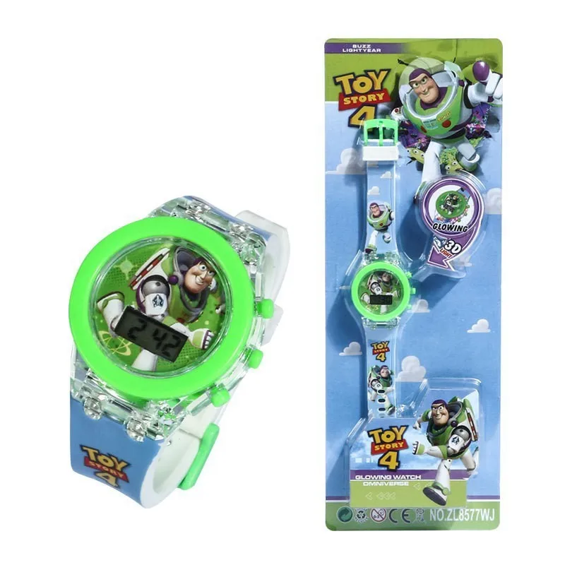 Flash 3D Light Luminous Children Kids Clock Super Ben 10 Cartoon electronic lighting toy watch for Boys Girls