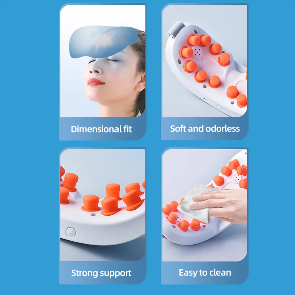 2024 Heated Vibration Eye Relax Massager Silicone Head Bluetooth Music Eye Care Device Smart Electric Steam Eye Massager