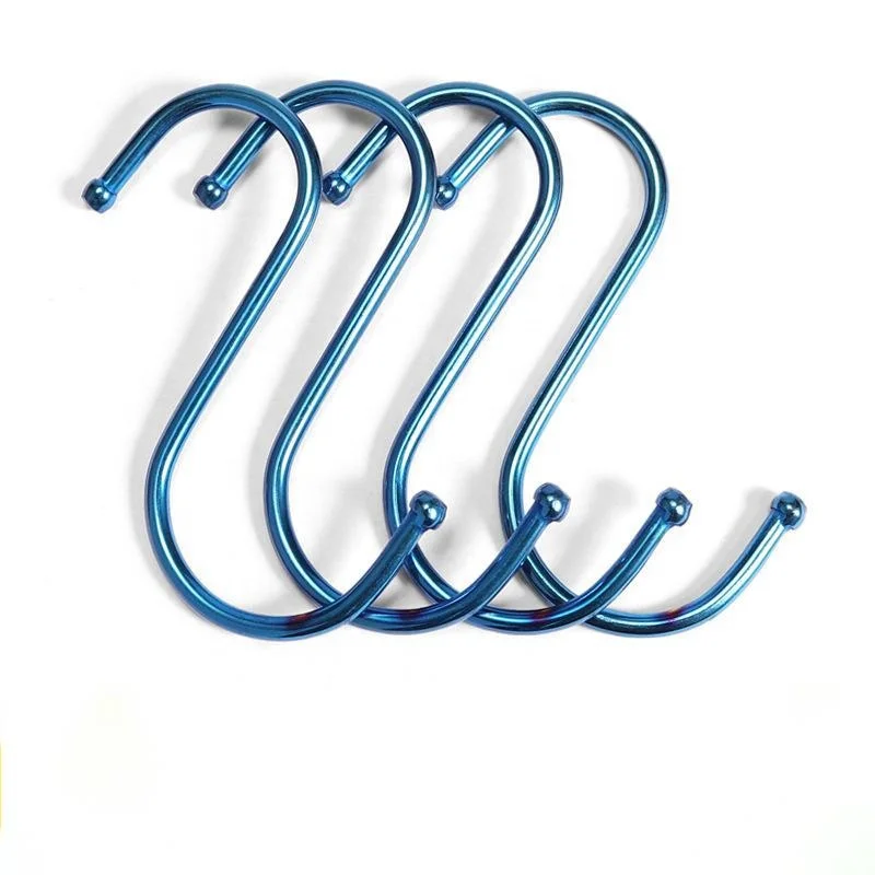Factory Direct Selling 5PCS PACK Colored Stainless Steel S-shaped Hook S-type Metal Hanging Shelves Hanger Rack