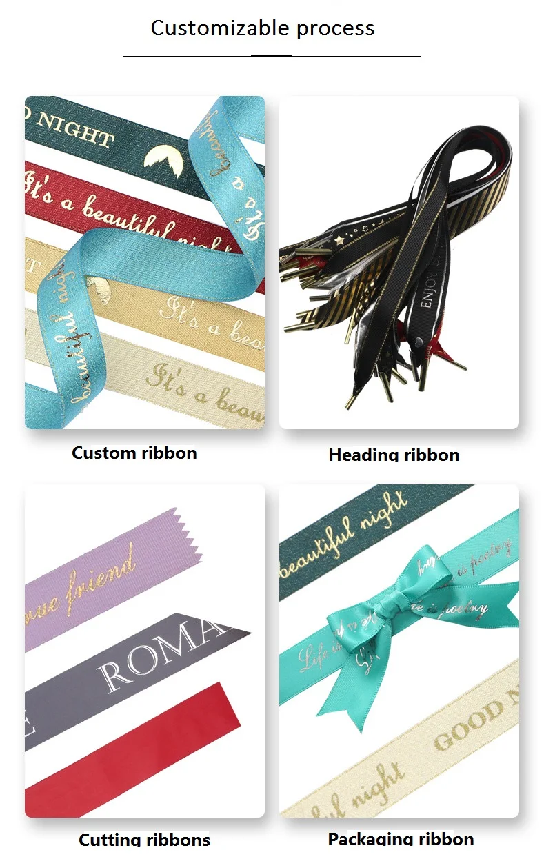 Customized Ribbon Pure Colors Double Faced Softly Smooth Customized Printed Logo Ribbon Satin Tape