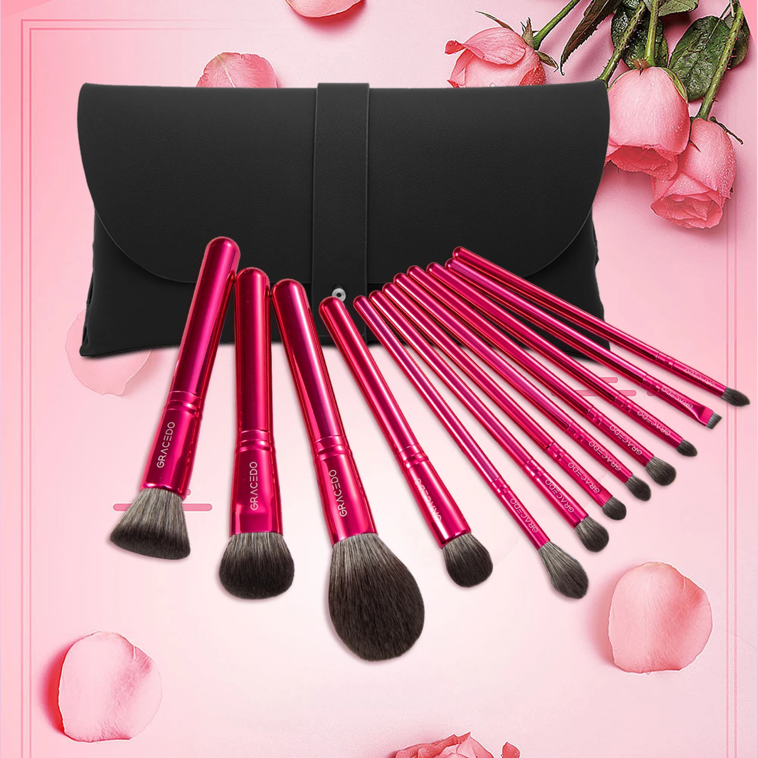 Free bag free logo complete fancy 12 piece artist very soft cheap makeup brush set