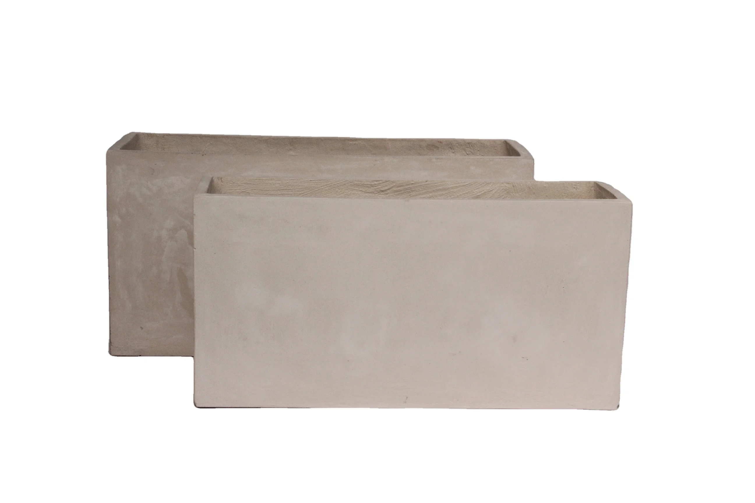 Large Iron Red Rectangular Plant Pot Big Fiberglass Planter Box Outdoor Fiber Clay Cement Garden Flower pot