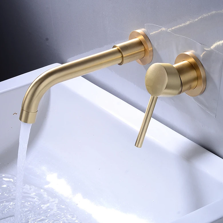 High quality brushed nickel bath single hole bathroom faucet exposed wall mount faucet