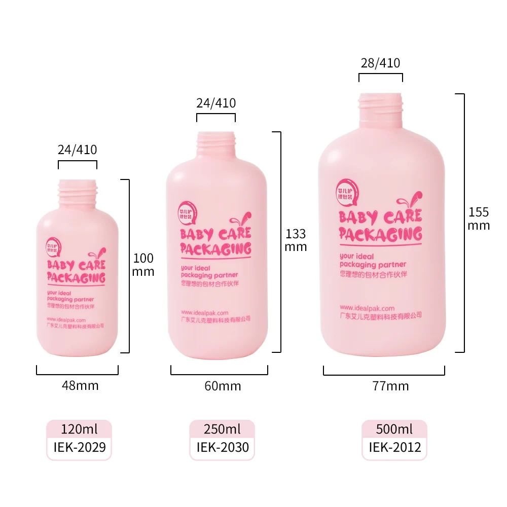 Idealpak Supplier Custom 500ml PE Pink Boston Round Plastic Bottle Wholesale Shampoo Lotion Plastic Bottles In Bulk