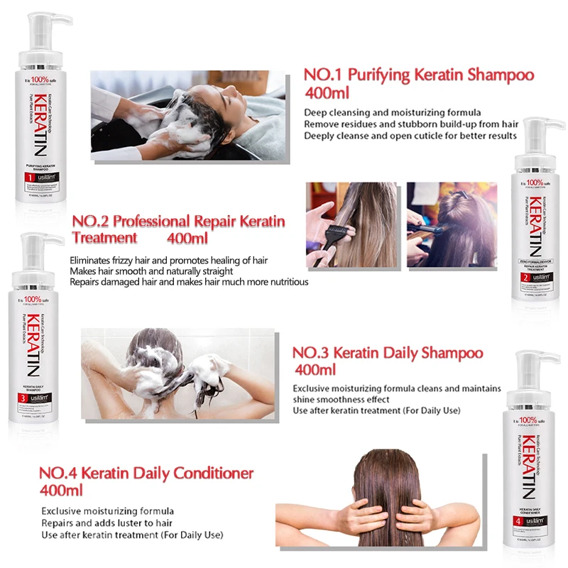 Organic Hair  Products Silk Protein Keratin Treatment Cream Hair  Set For African Hair  Brazilian Keratin