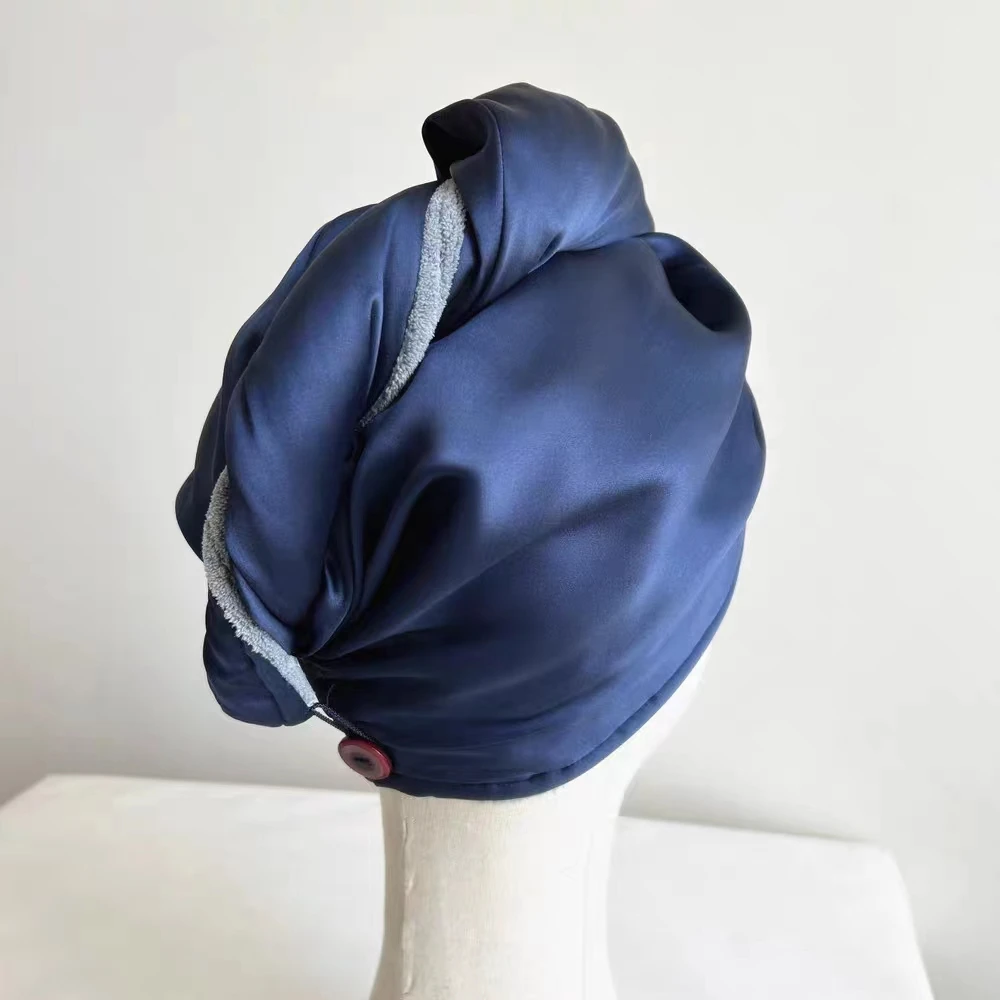 100% pure silk ultrafine fiber fast drying Hair Turban mulbbery silk towel Shower towel head bonnets